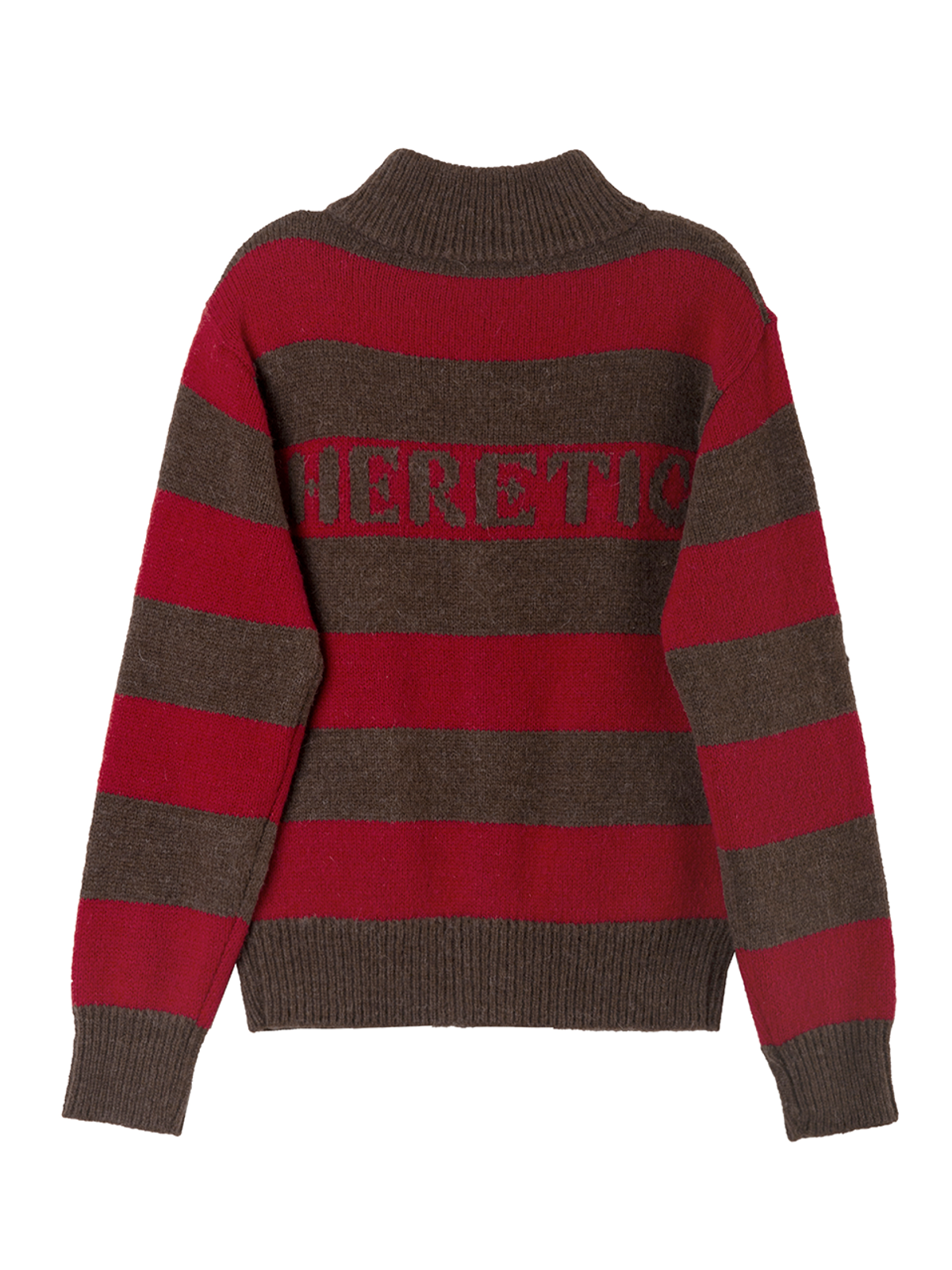 헤레틱(HERETIC) STRIPE KNIT ZIP-UP JACKET / brown