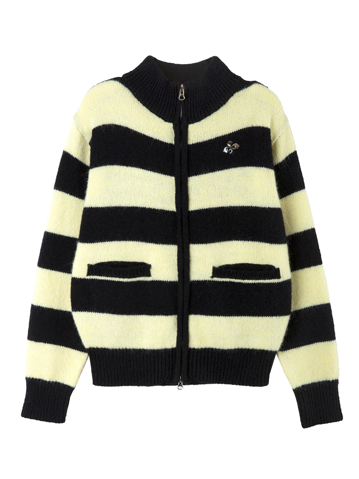 헤레틱(HERETIC) STRIPE KNIT ZIP-UP JACKET / butter