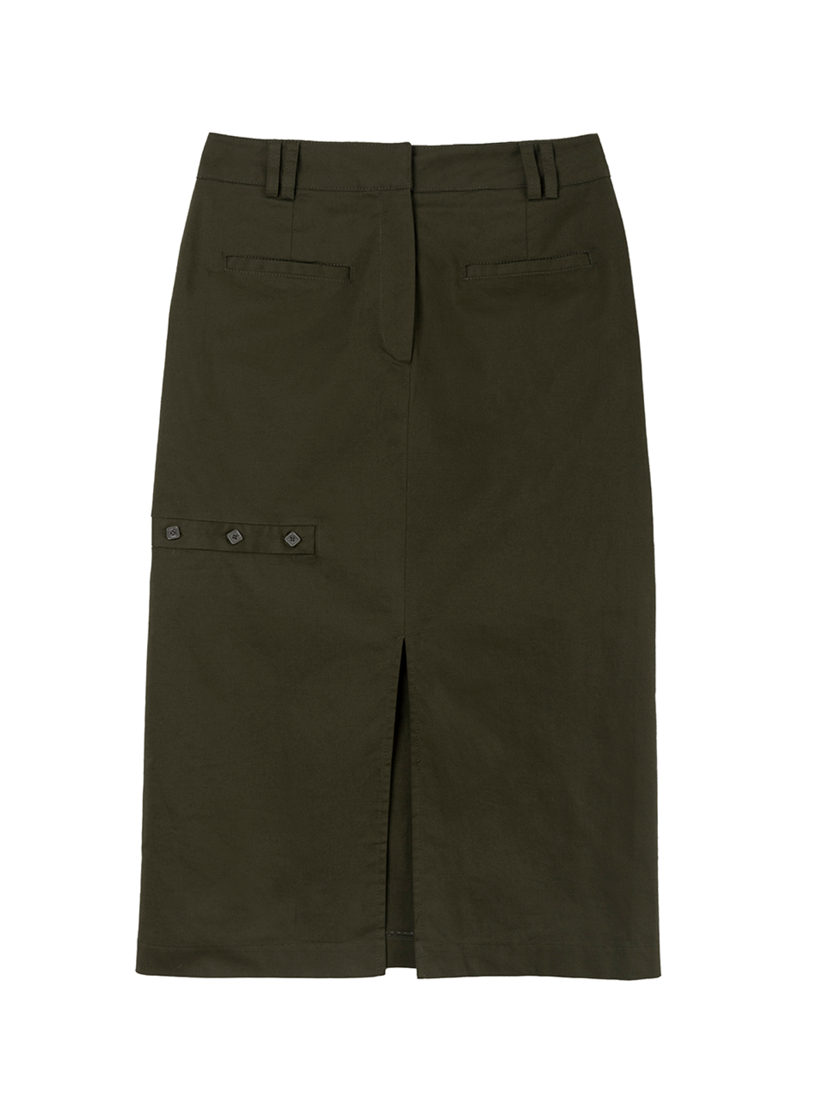 헤레틱(HERETIC) BUTTON LONG SKIRT / khaki