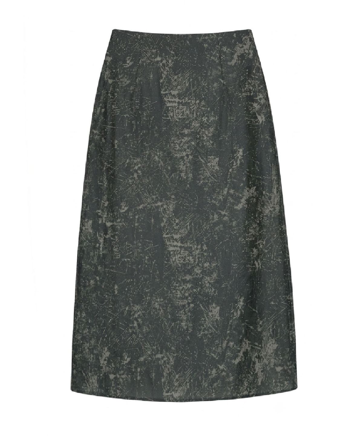 무아르모아(MOIREMOA) Crack silky long skirt -charcoal