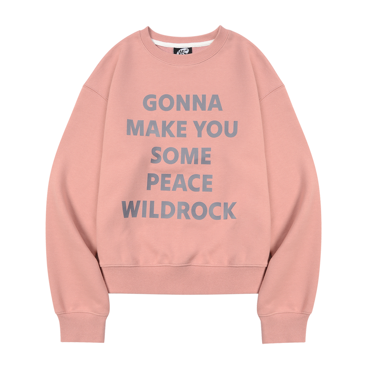 와일드락(WILDROCK) 레터링 크롭 맨투맨_인디핑크