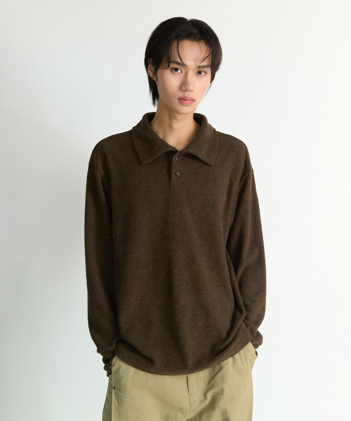 넌블랭크(NONBLANK) 칼라 터틀넥 티셔츠_BROWN