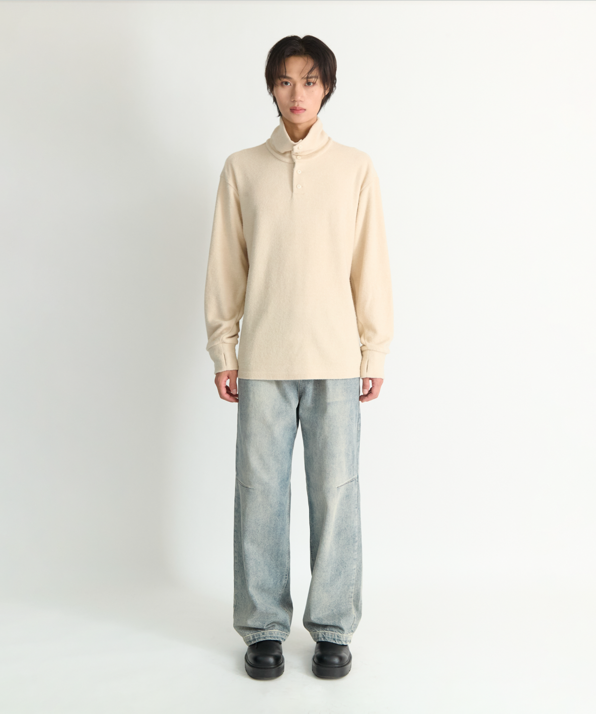 넌블랭크(NONBLANK) 칼라 터틀넥 티셔츠_IVORY