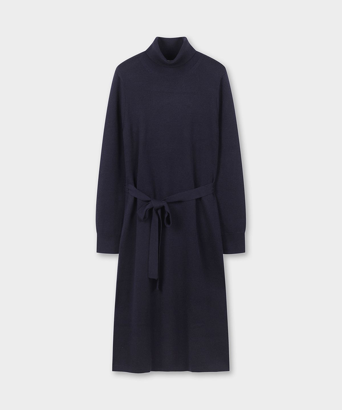 브룩스 브라더스(BROOKS BROTHERS) [여성] 울 터틀넥 벨티드 스웨터 원피스 (네이비) (BBDZWM3731QEF)