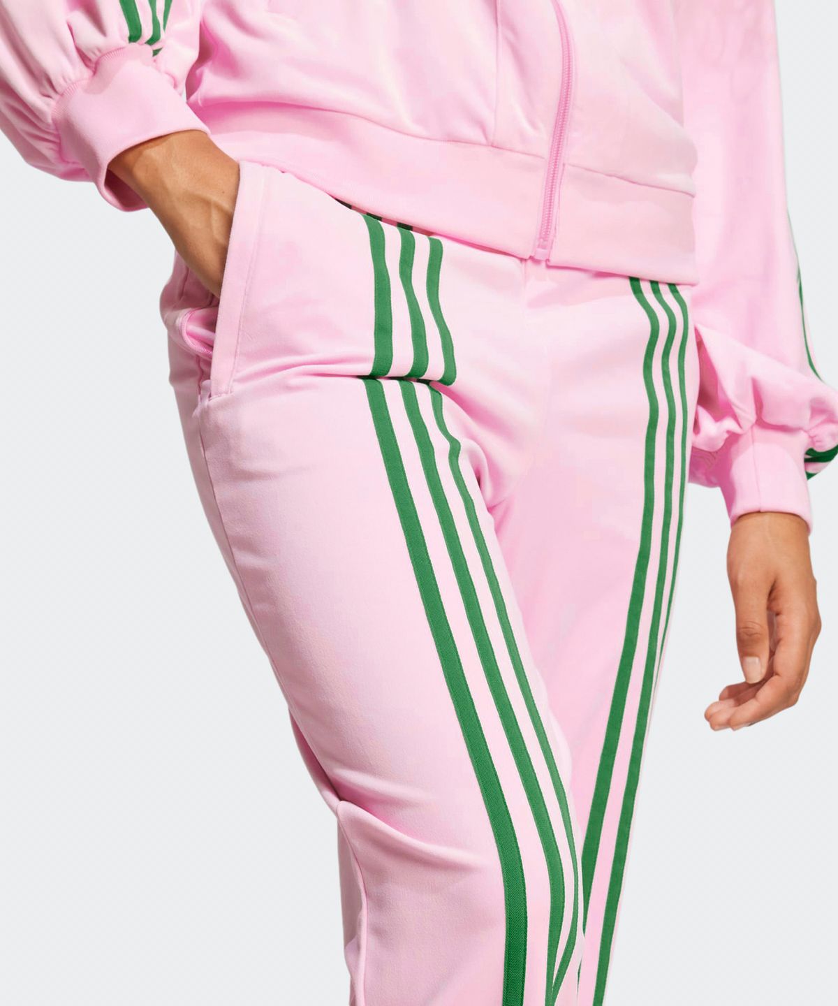 아디다스(ADIDAS) 70s 벨루어 트랙 팬츠 - 핑크:그린 / JN8289