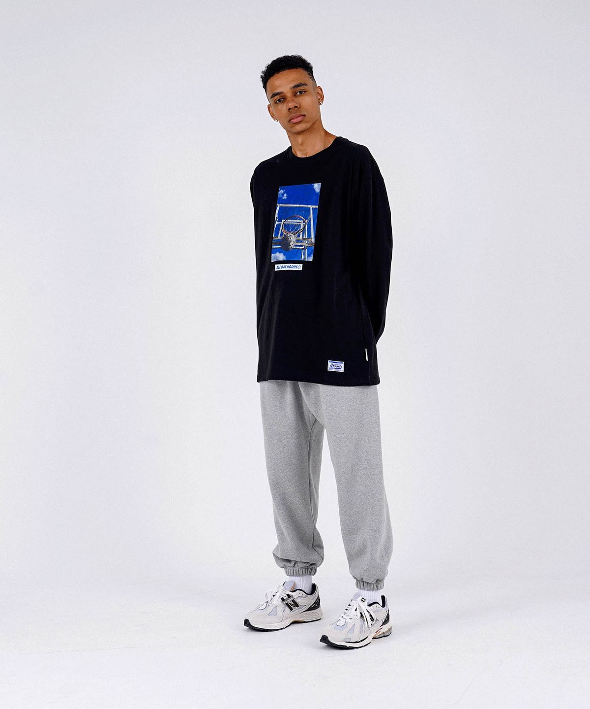 올데이훕스(ALL DAY HOOPS) 더 바스켓 오버핏 긴팔티셔츠 블랙