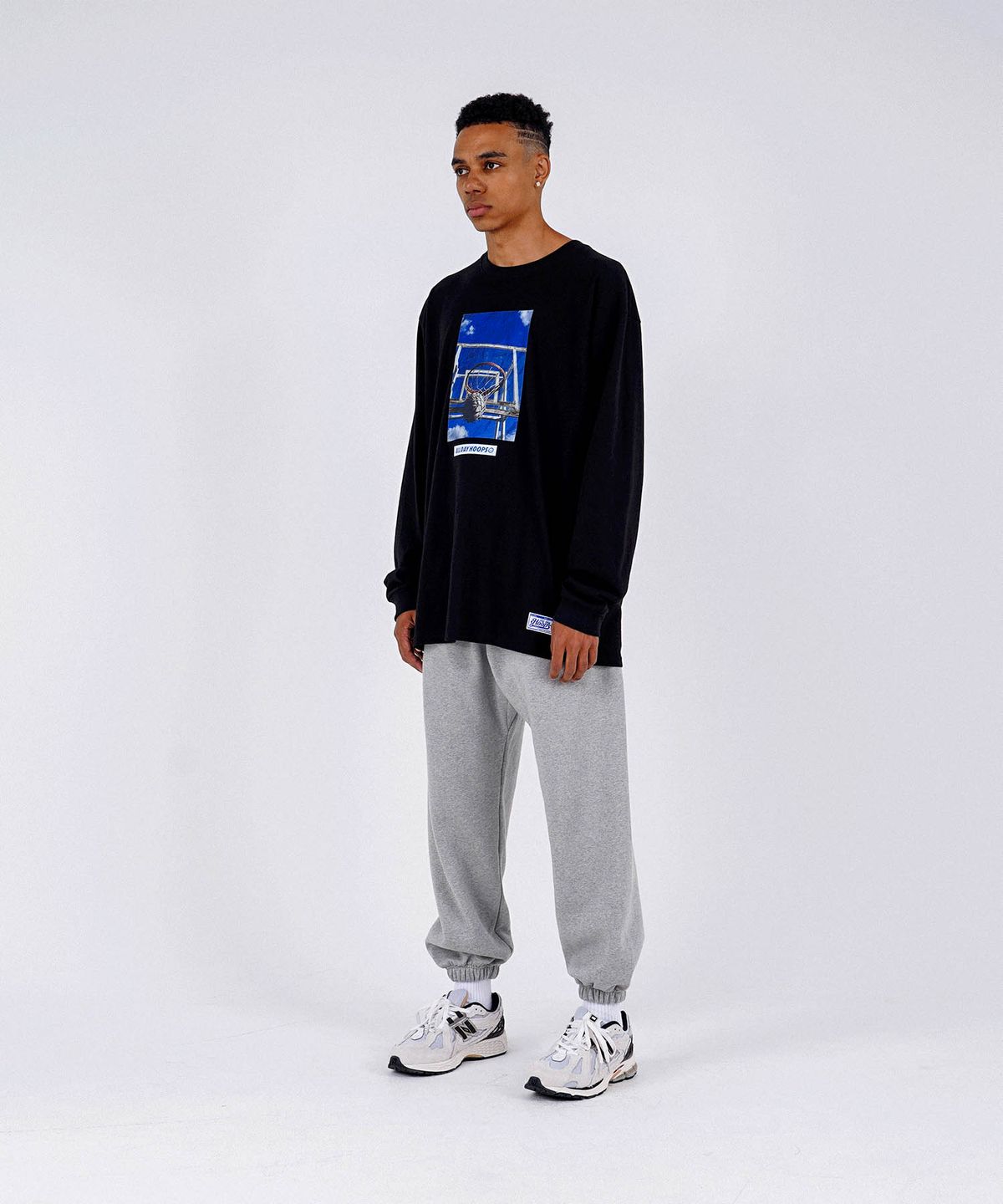 올데이훕스(ALL DAY HOOPS) 더 바스켓 오버핏 긴팔티셔츠 블랙