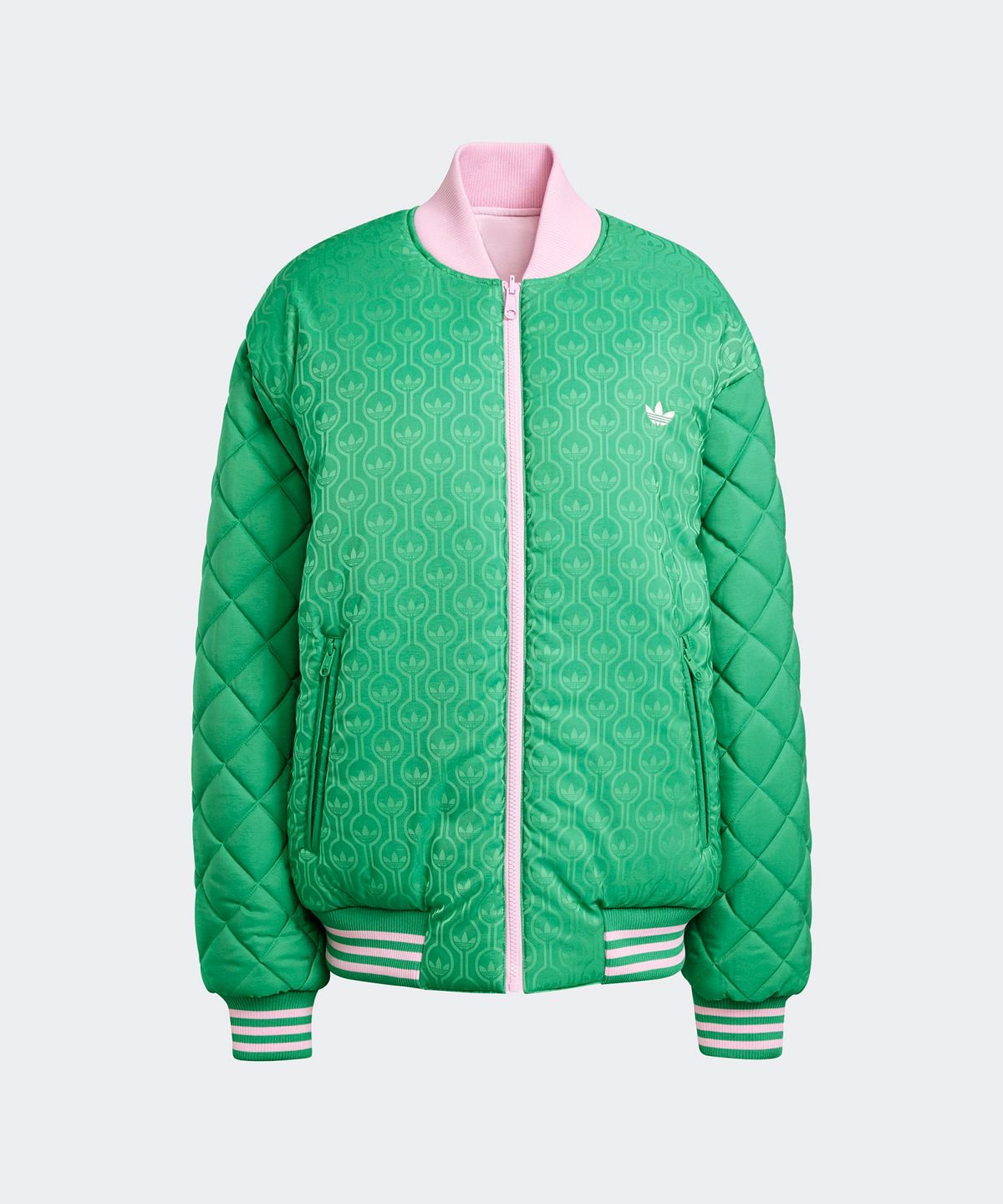 아디다스(ADIDAS) 70s 리버서블 봄버 자켓 - 그린:핑크 / JN7656