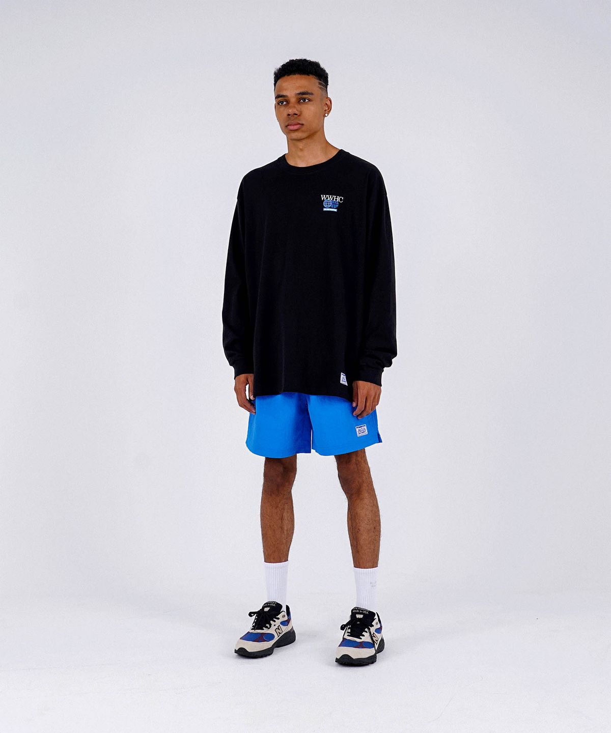 올데이훕스(ALL DAY HOOPS) 월드와이드 후프 크루 글로브 오버핏 긴팔티셔츠 블랙