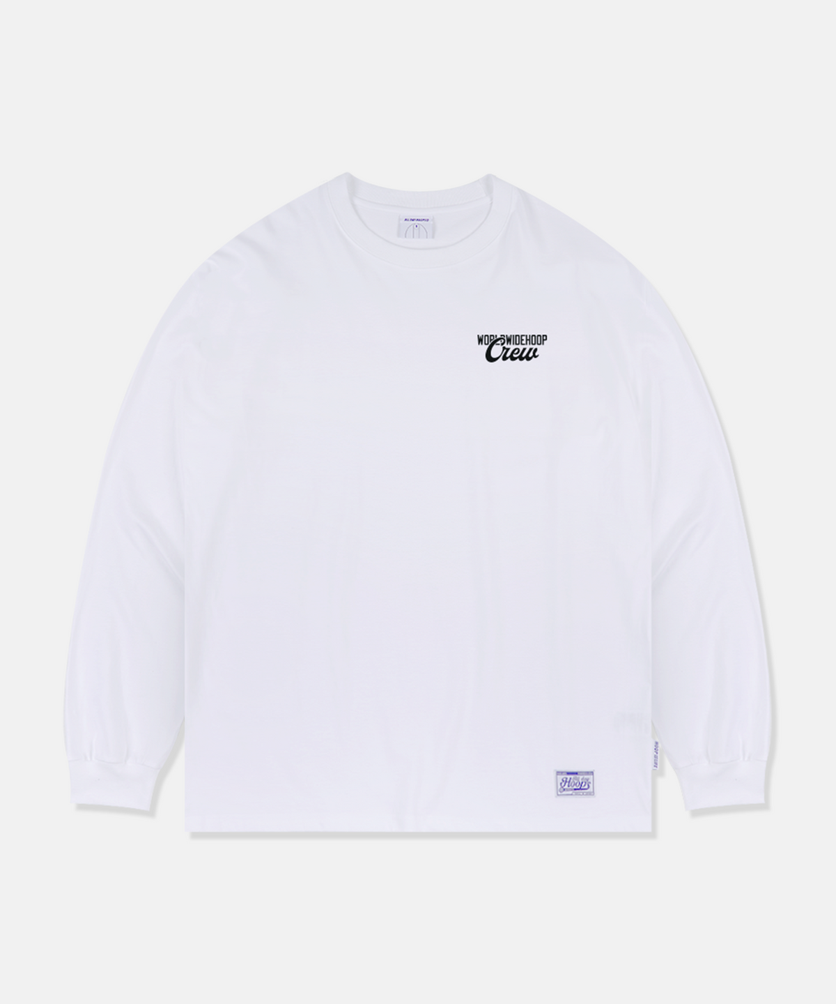 올데이훕스(ALL DAY HOOPS) 월드와이드 후프 크루 스크립트 오버핏 긴팔티셔츠 화이트
