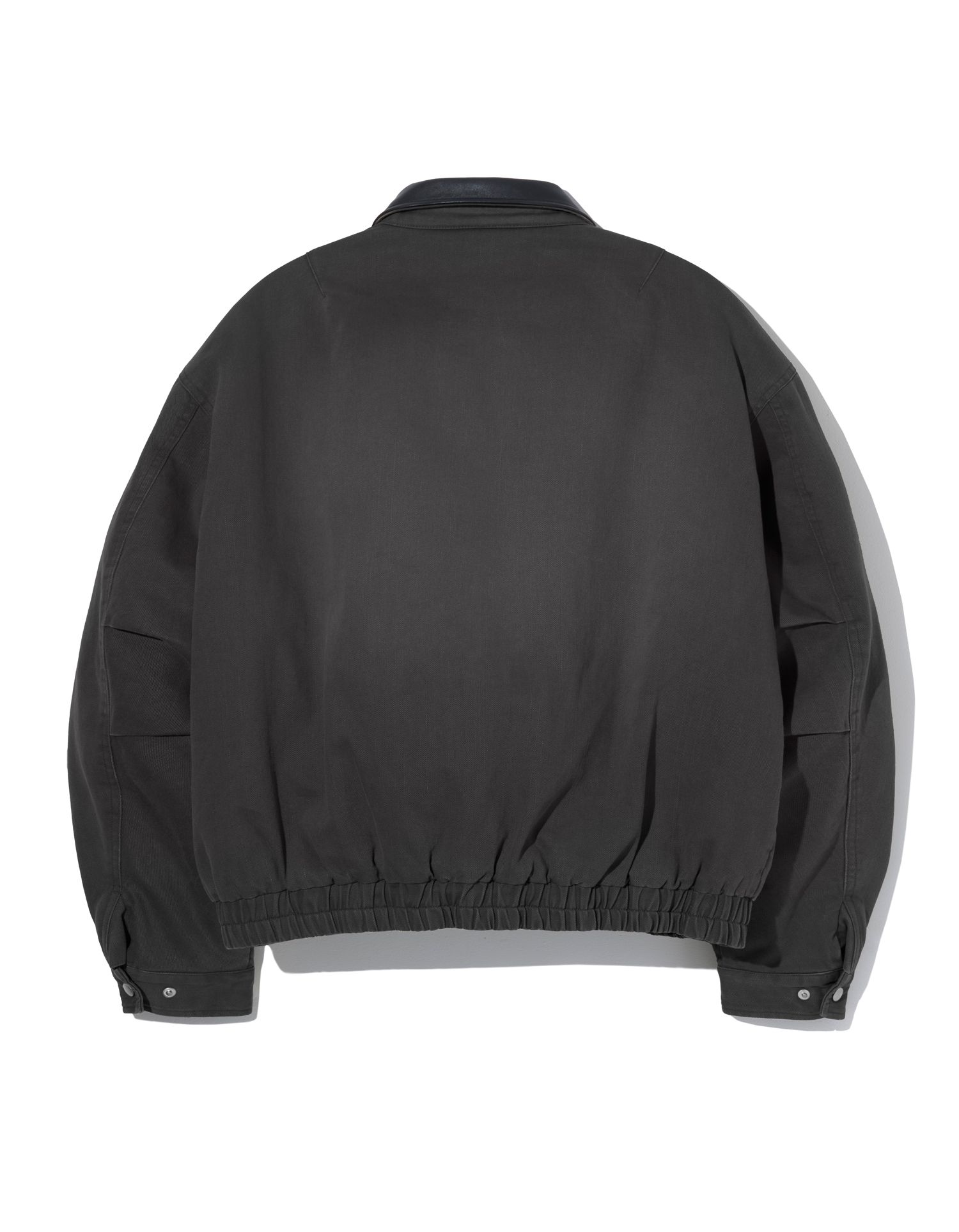 MUSINSA | LORES Leather Collar Work Jacket - Charcoal