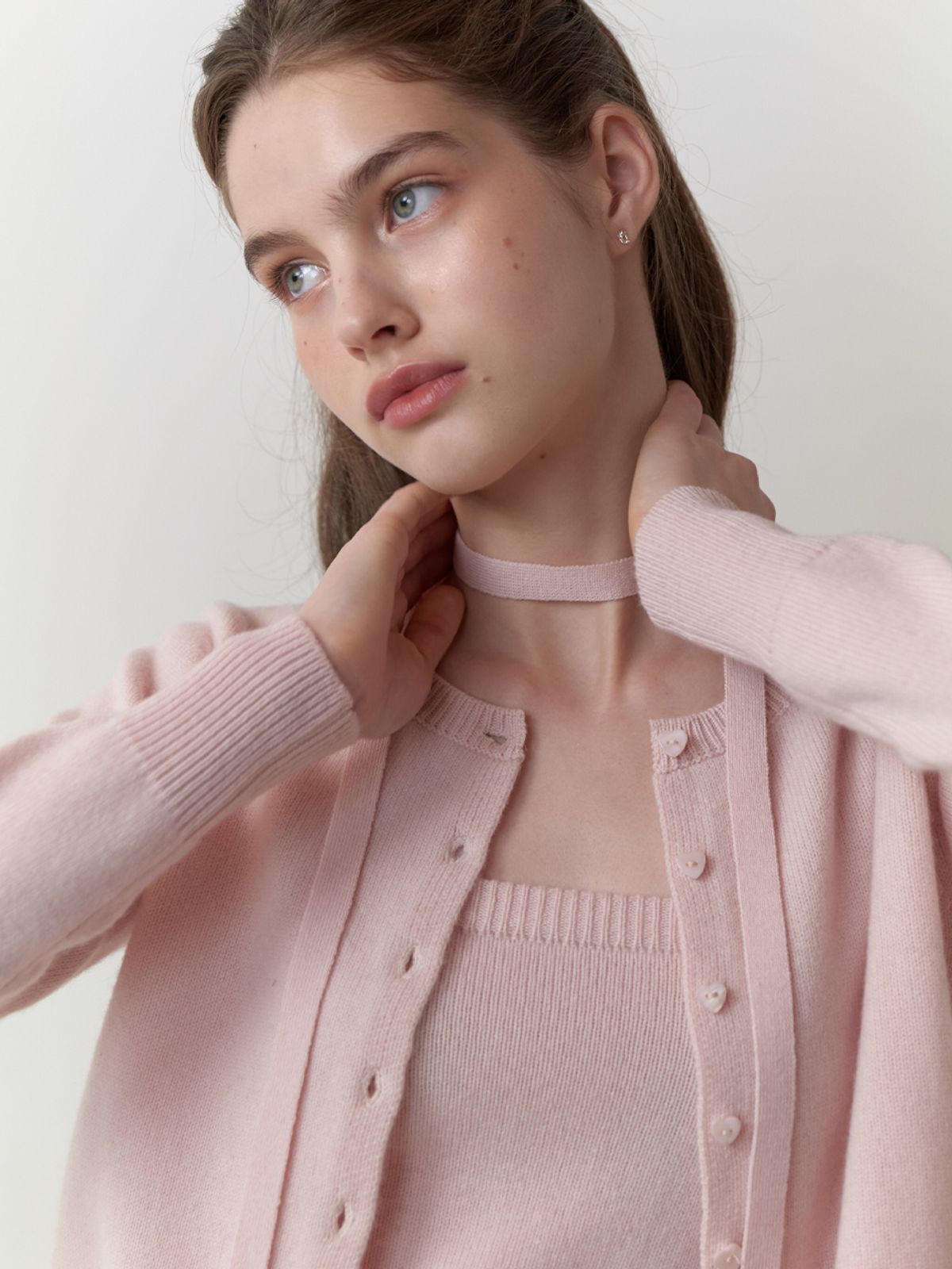 리엘(RE L) Moat cardigan set_3piece (baby pink)