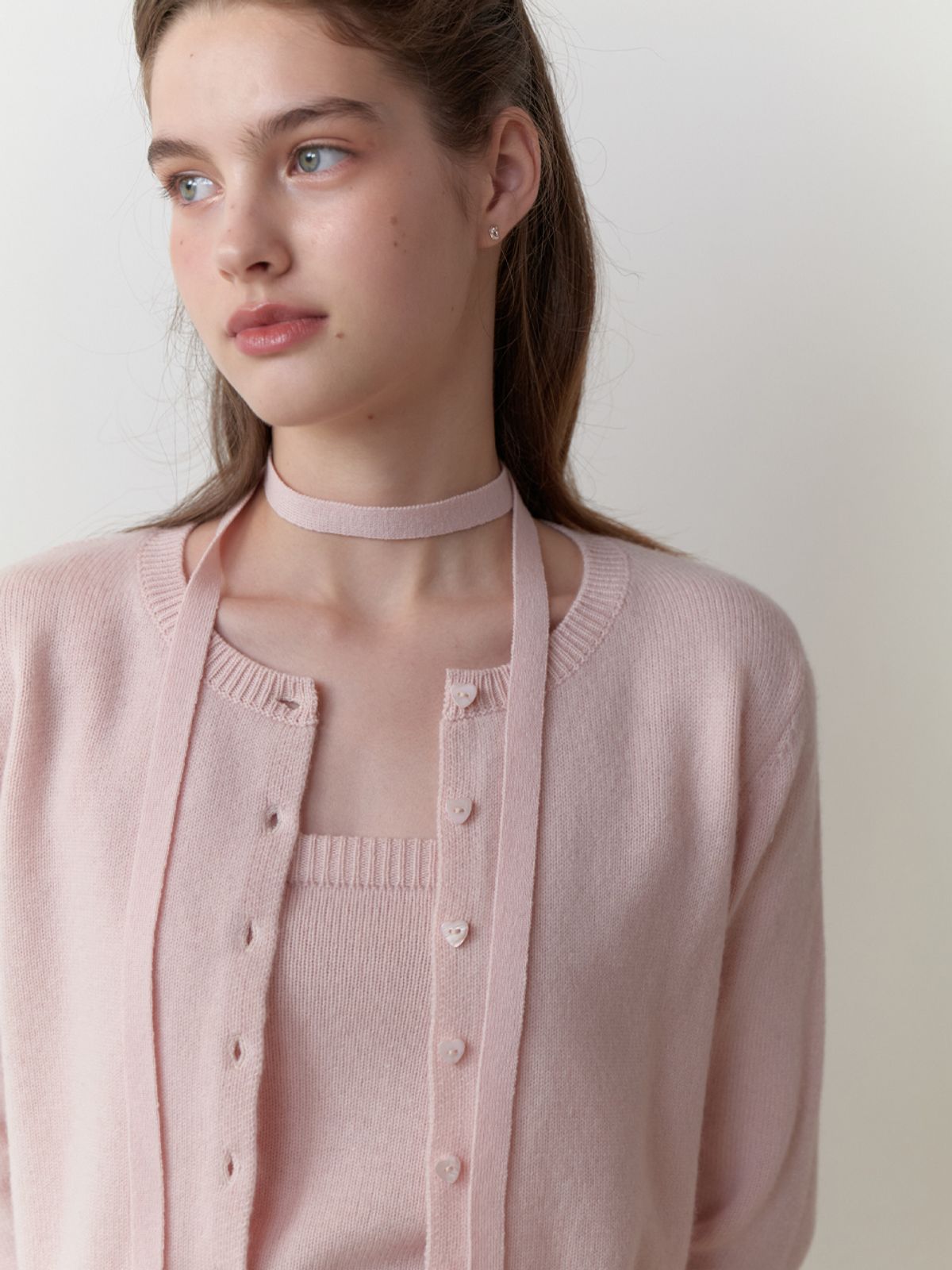 리엘(RE L) Moat cardigan set_3piece (baby pink)