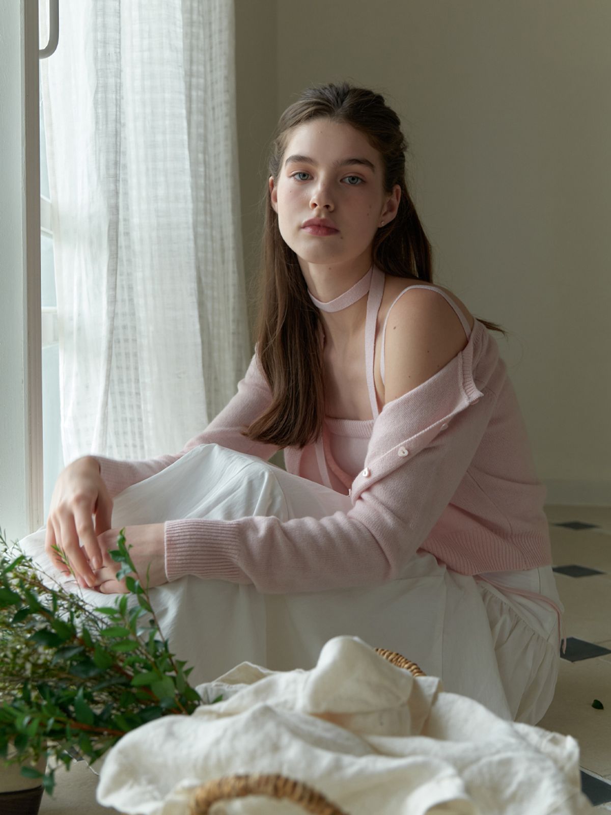 리엘(RE L) Moat cardigan set_3piece (baby pink)