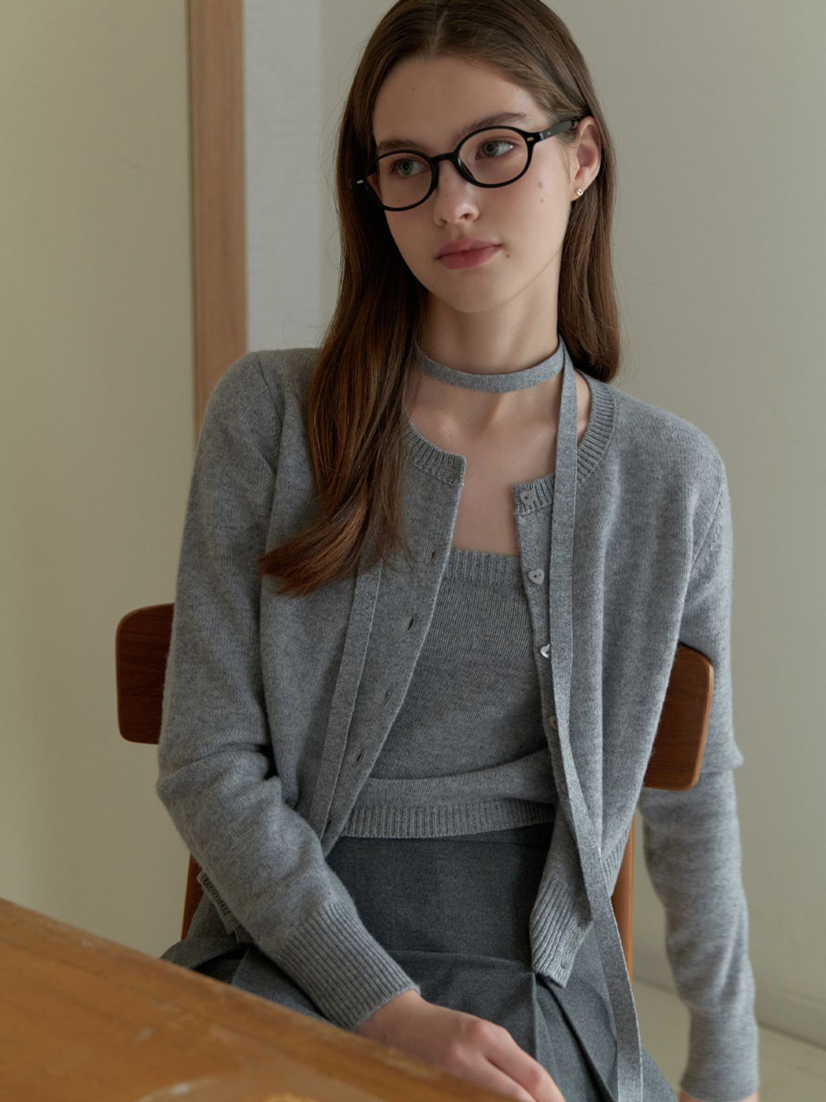 리엘(RE L) Moat cardigan set_3piece (gray)