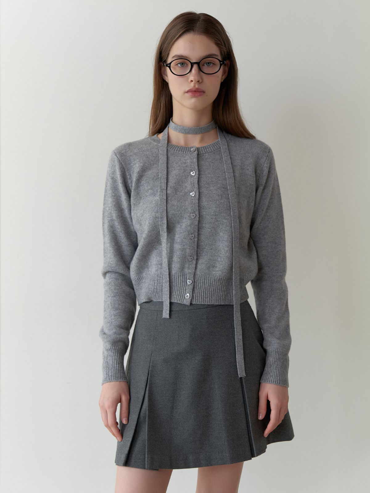 리엘(RE L) Moat cardigan set_3piece (gray)