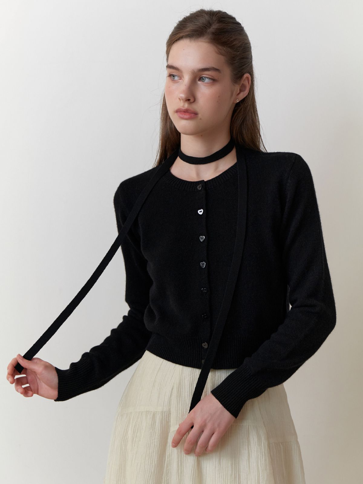 리엘(RE L) Moat cardigan set_3piece (black)