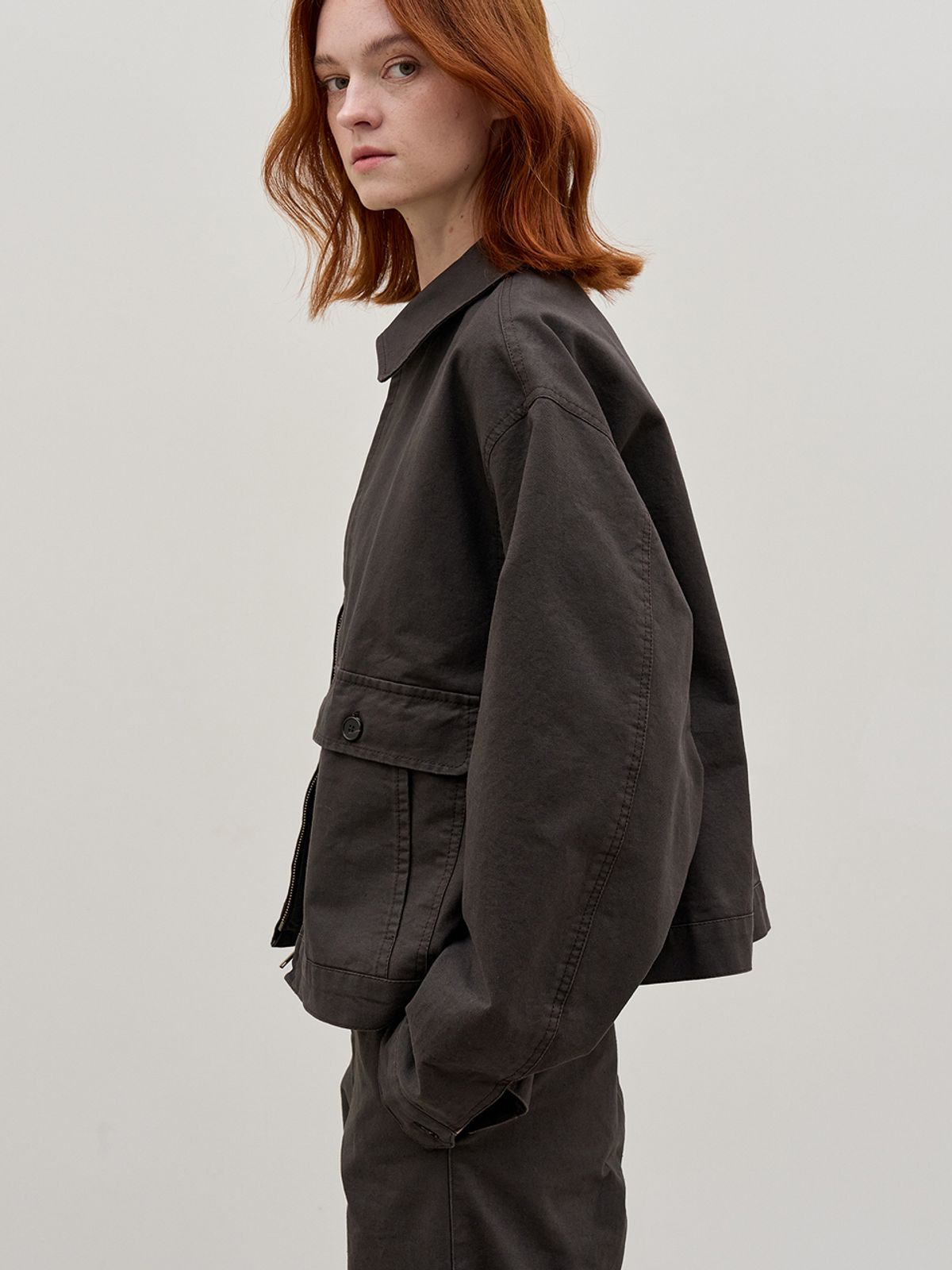 해브 앤 해브(HAVE8HAVE) COTTON ZIP-UP BLOUSON JACKET_CHARCOAL