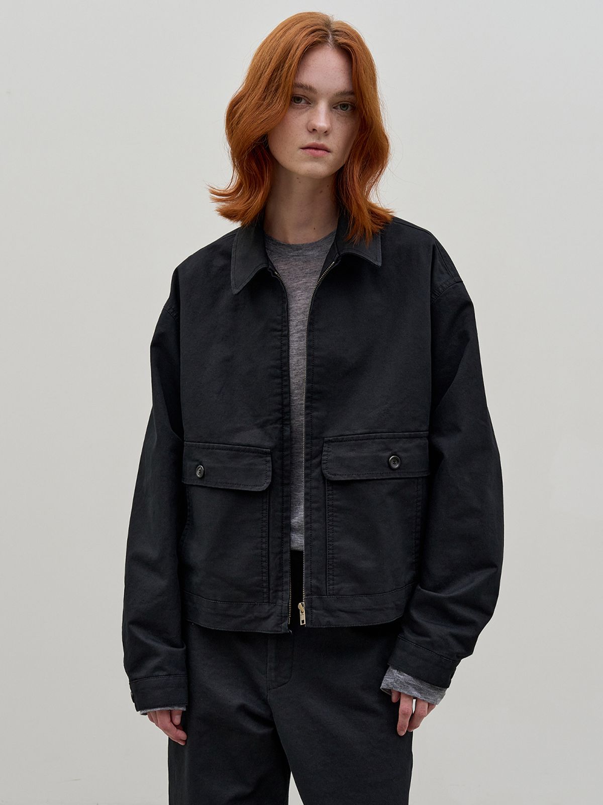 해브 앤 해브(HAVE8HAVE) COTTON ZIP-UP BLOUSON JACKET_BLACK