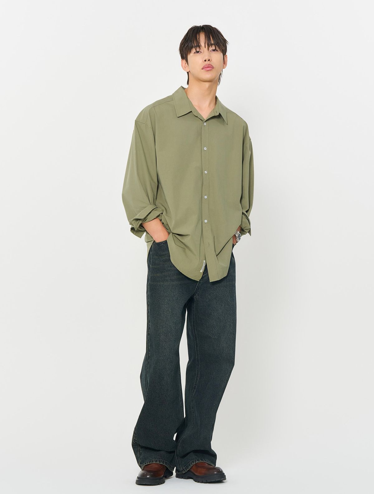 제너럴아이디어(GENERALIDEA) UNISEX 뉴클래식 포플린 셔츠 [OLIVE] / SBD3U03002
