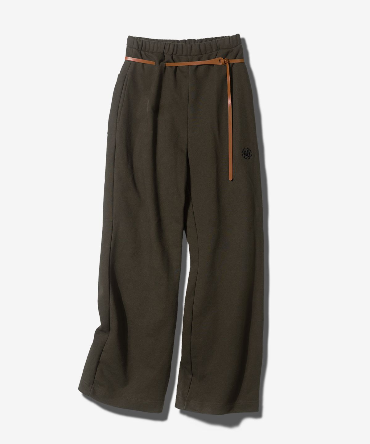 팬쇼(FANSHOW) (SETUP) POCKET HOODED ZIPUP + LEATHER BELT WIDE PANTS- KHAKI
