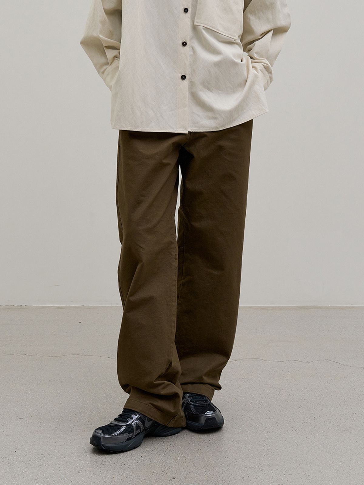 해브 앤 해브(HAVE8HAVE) HIDE LINE WIDE PANTS_KHAKI BROWN