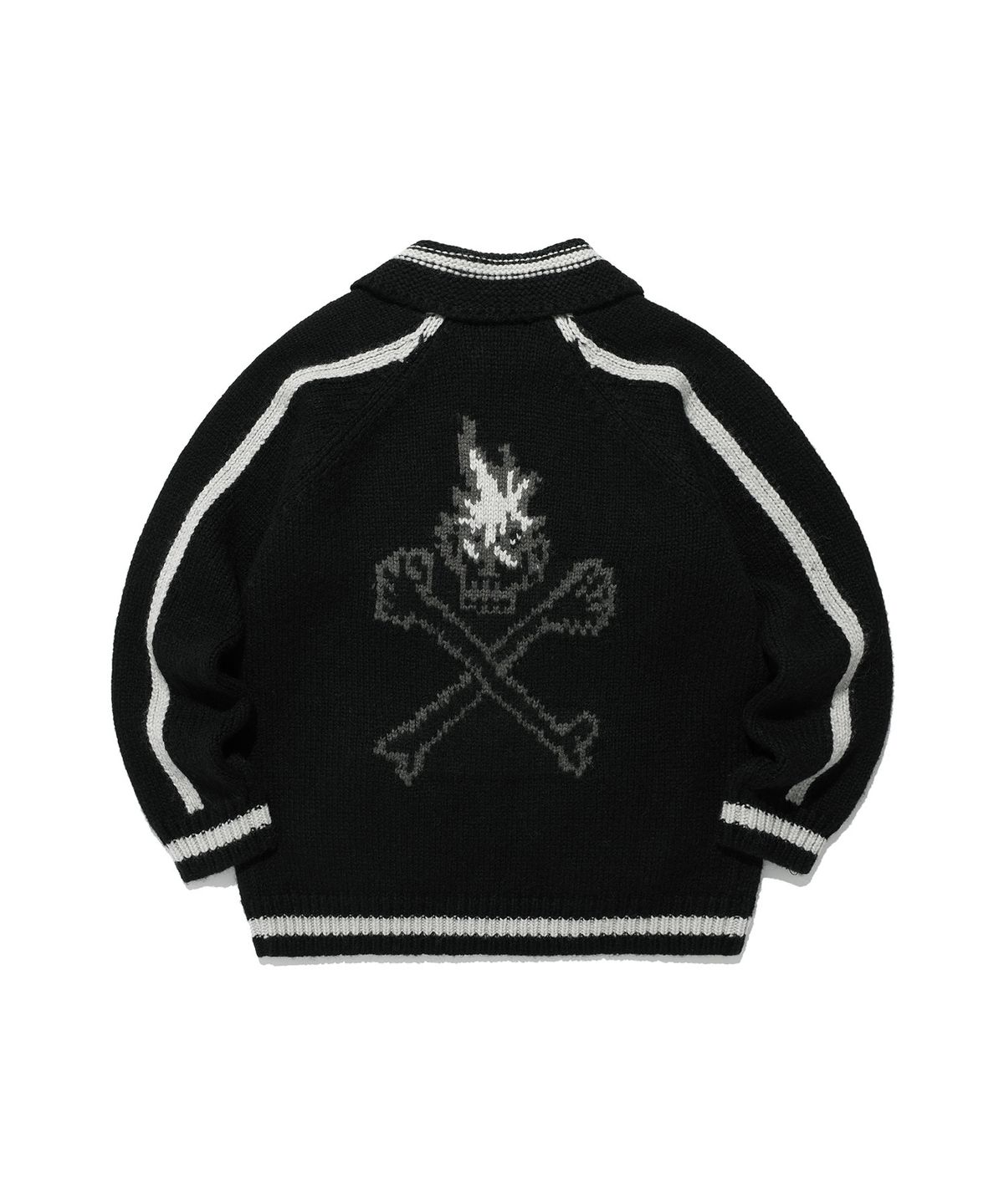 나이스고스트클럽(NICEGHOSTCLUB) SKULL COWICHAN SWEATER_BLACK(NG2EFUK680A)