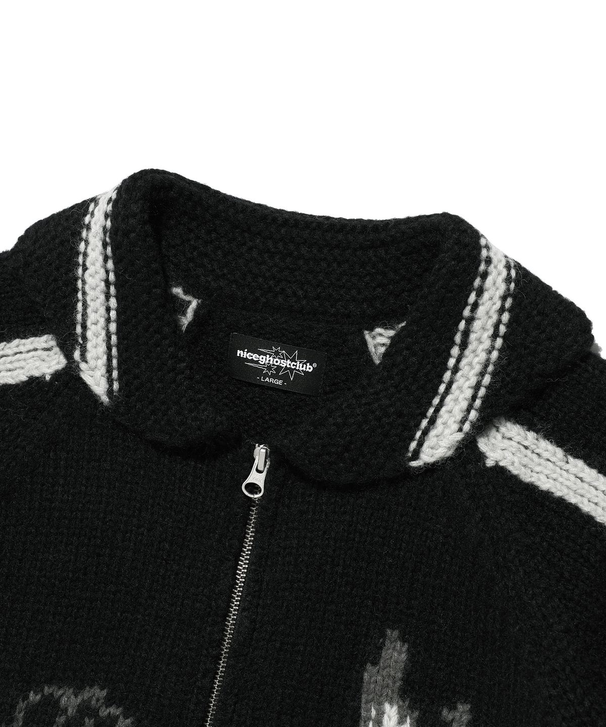 나이스고스트클럽(NICEGHOSTCLUB) SKULL COWICHAN SWEATER_BLACK(NG2EFUK680A)