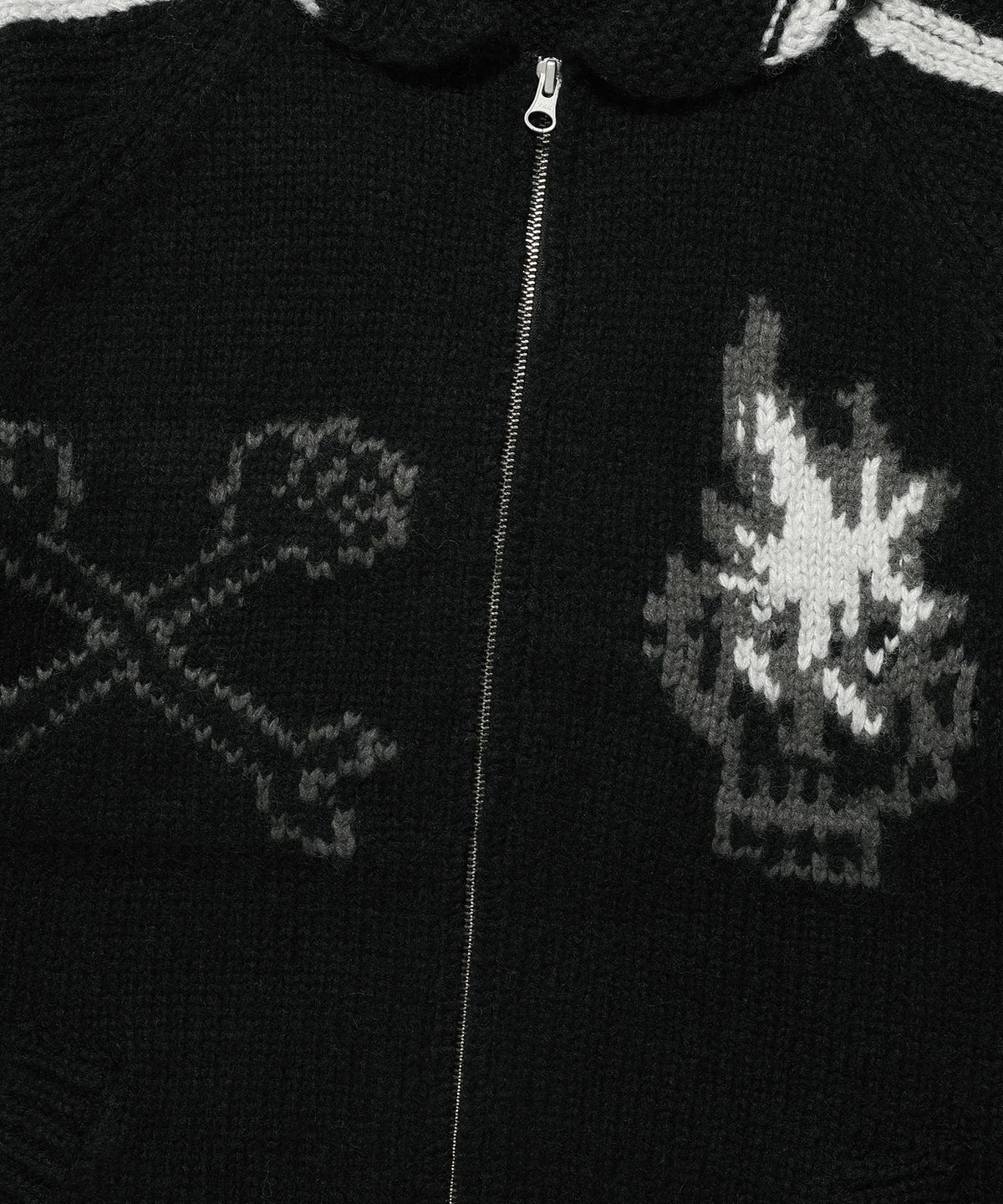 나이스고스트클럽(NICEGHOSTCLUB) SKULL COWICHAN SWEATER_BLACK(NG2EFUK680A)