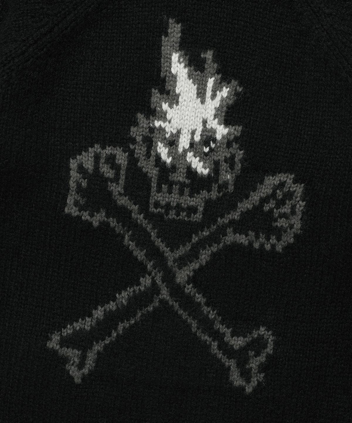 나이스고스트클럽(NICEGHOSTCLUB) SKULL COWICHAN SWEATER_BLACK(NG2EFUK680A)