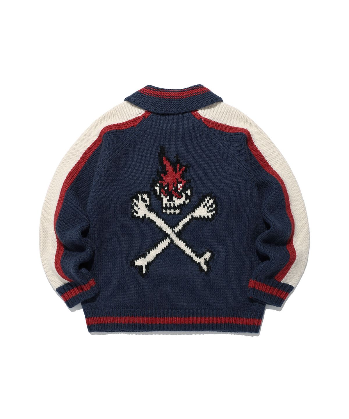 나이스고스트클럽(NICEGHOSTCLUB) SKULL COWICHAN SWEATER_NAVY(NG2EFUK680A)