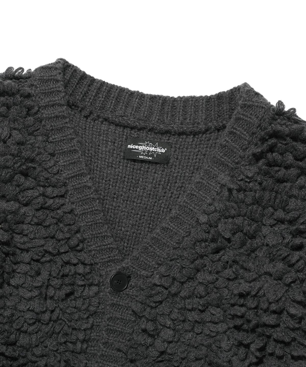 나이스고스트클럽(NICEGHOSTCLUB) LOOP SWEATER CARDIGAN_CHARCOAL(NG2EFUK681A)
