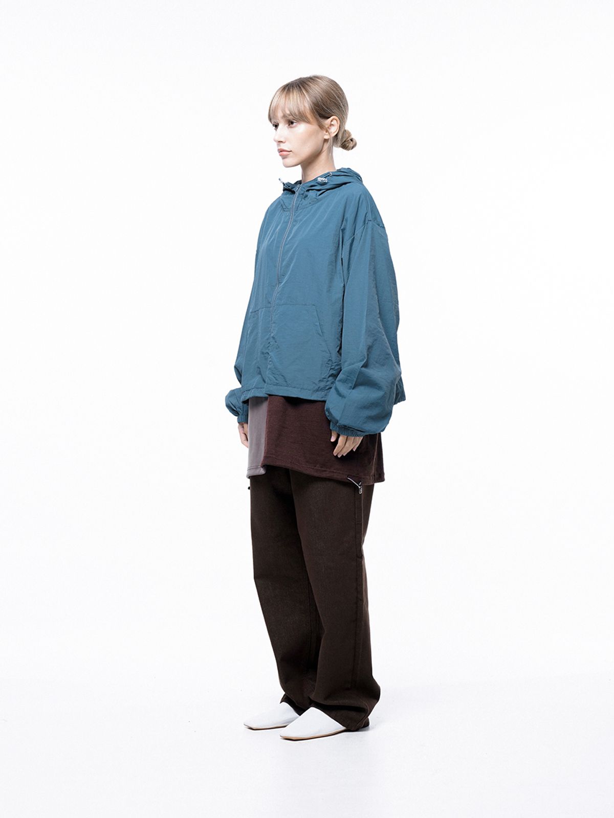 챈세스노이(CHANCE'S NOI) Crop Hooded Windbreaker Jumper - Green /W243OT01GN