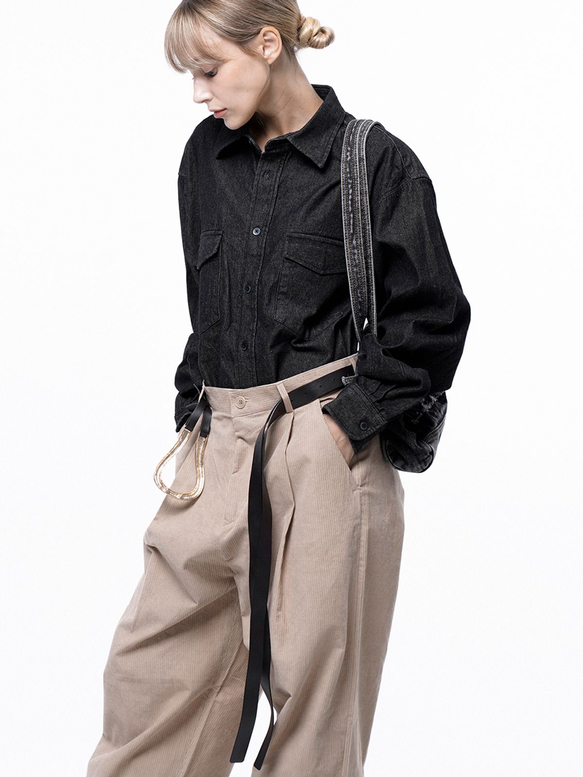 챈세스노이(CHANCE'S NOI) Western Pocket Denim Shirt - Black Indigo /W243SH03BK