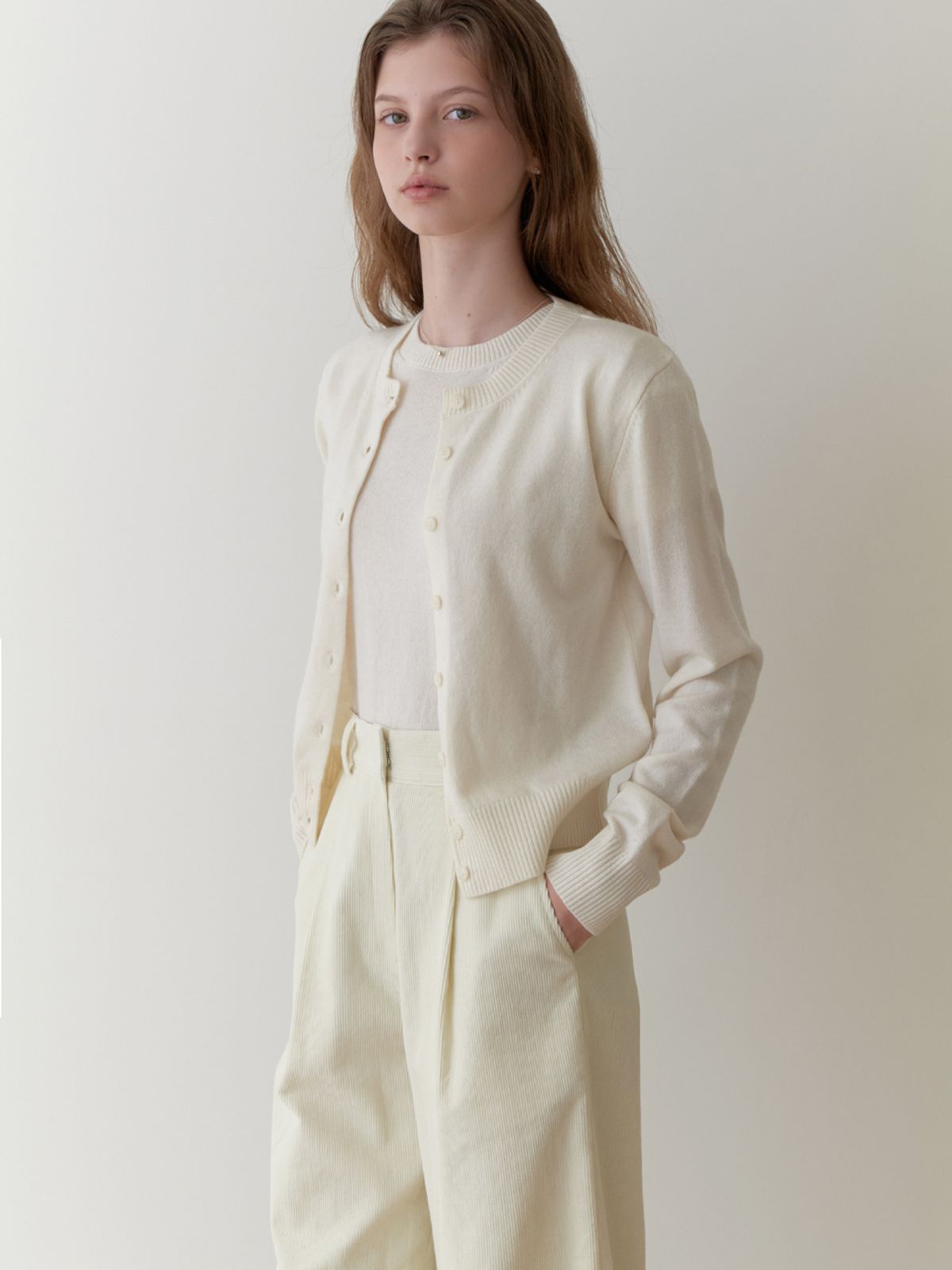 리엘(RE L) Pea wool cardigan (ivory)