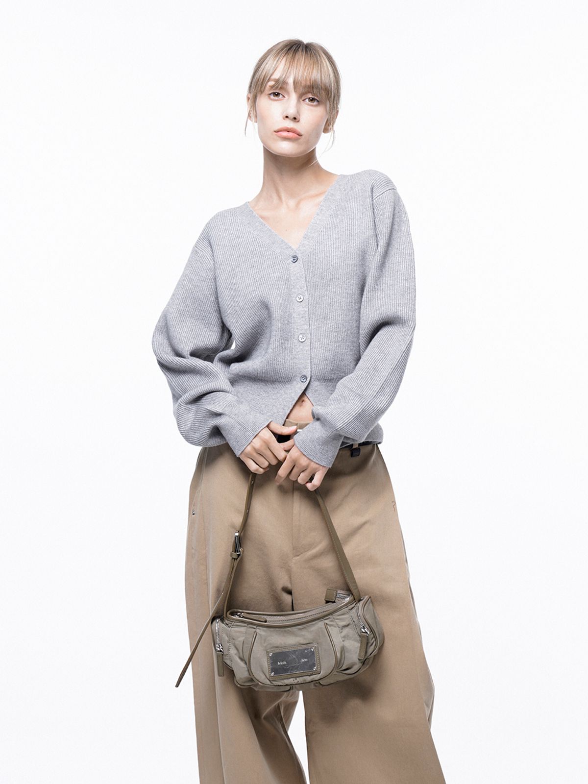 챈세스노이(CHANCE'S NOI) Soft Crop Knit Cardigan - Melange /W243TP04ML