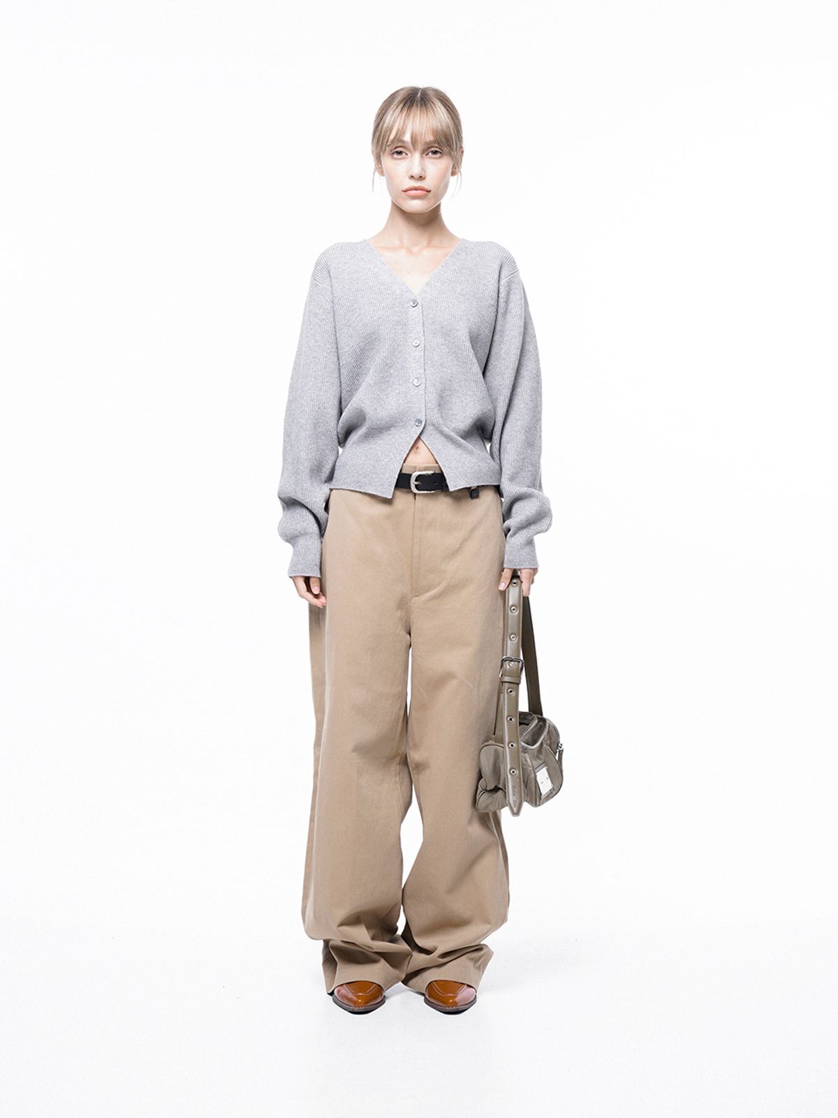 챈세스노이(CHANCE'S NOI) Soft Crop Knit Cardigan - Melange /W243TP04ML