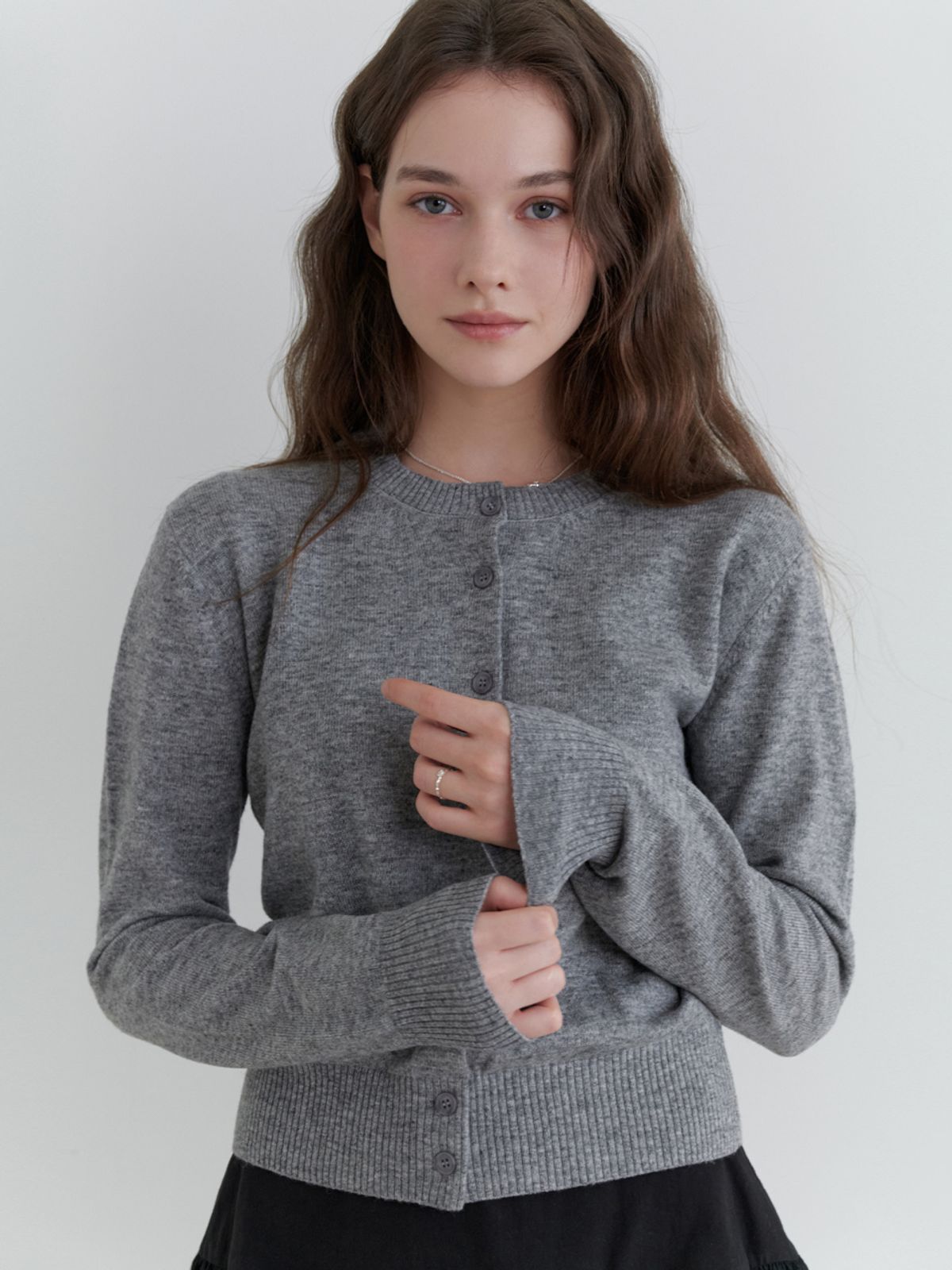 리엘(RE L) Pea wool cardigan (gray)