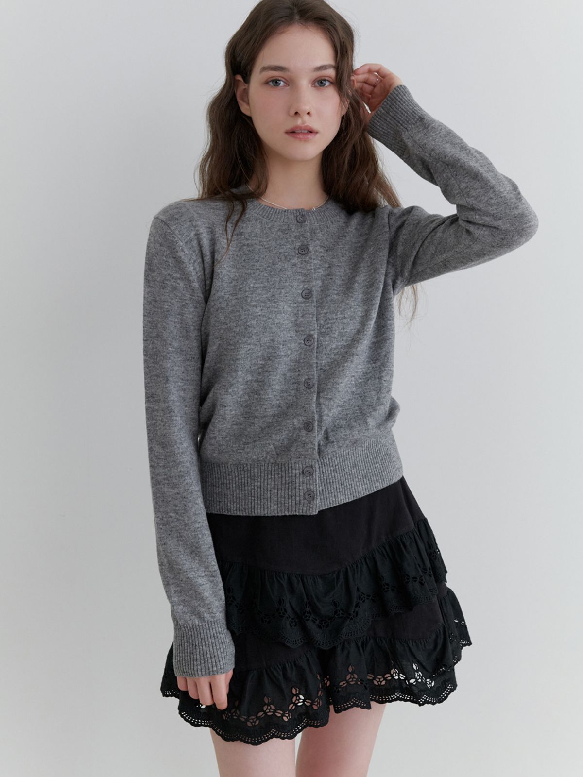 리엘(RE L) Pea wool cardigan (gray)
