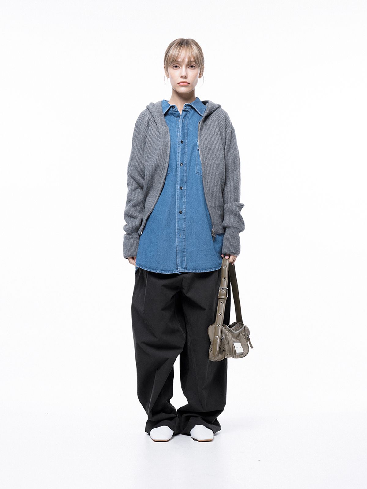 챈세스노이(CHANCE'S NOI) Soft Hazzy Hooded Knit - Gray /W243TP06GR