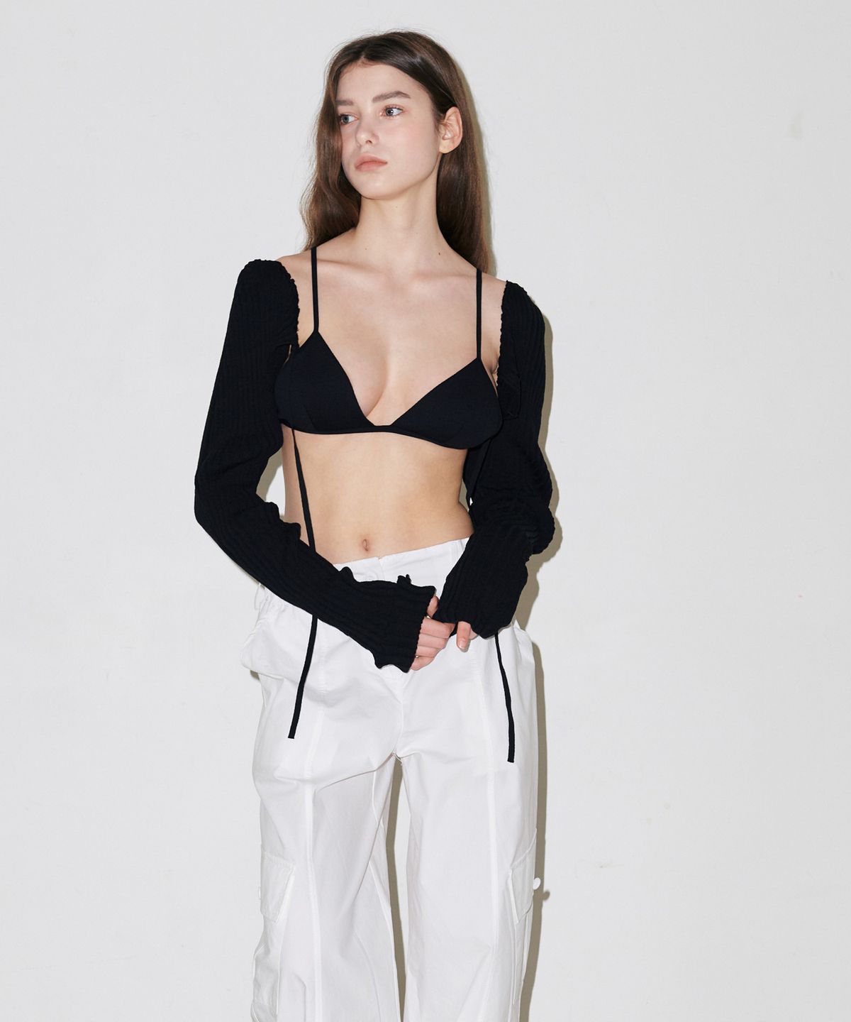 슬로우가먼츠(SLLOW GARMENTS) SUMMER PUFF BOLERO - BLACK