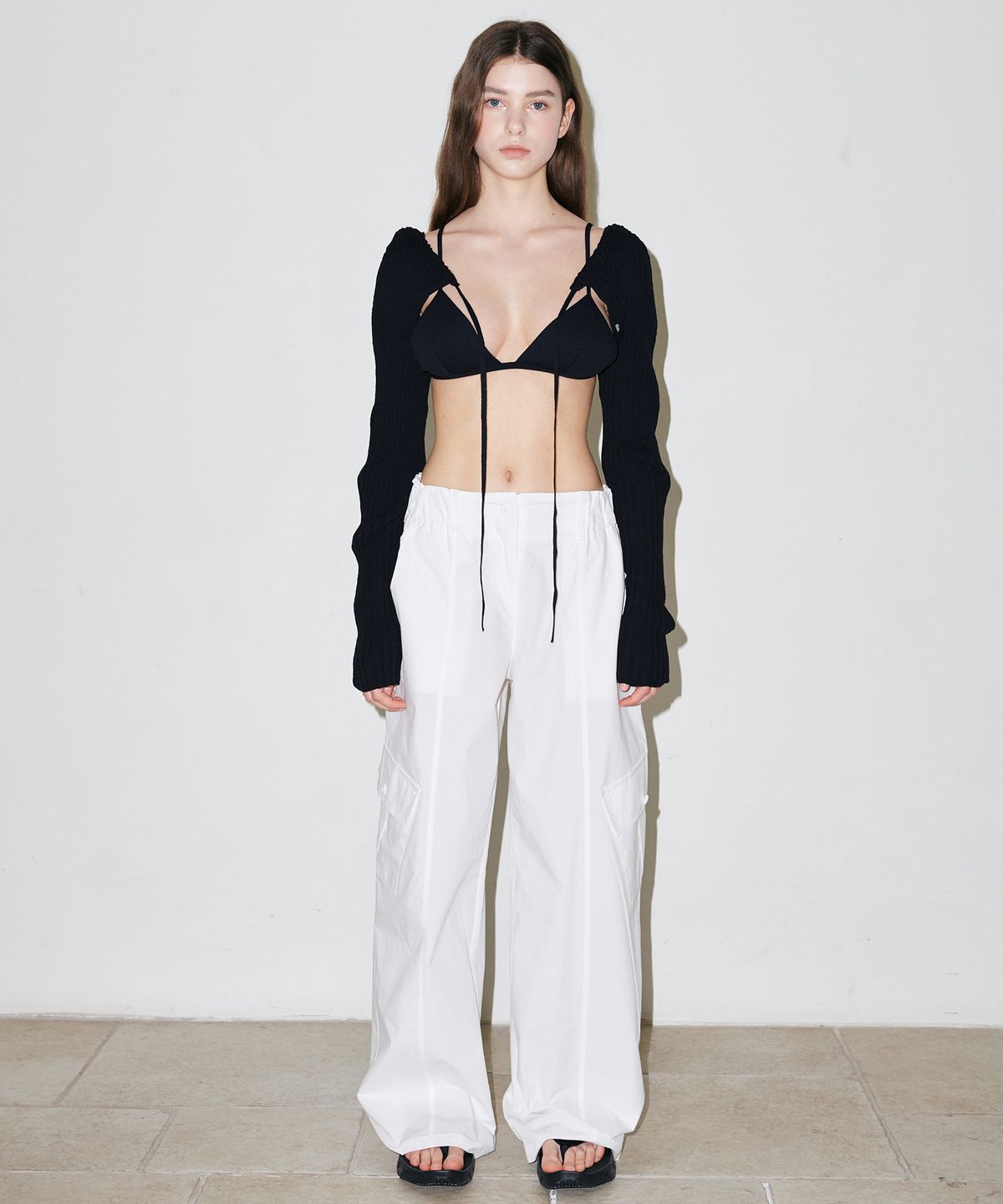 슬로우가먼츠(SLLOW GARMENTS) SUMMER PUFF BOLERO - BLACK