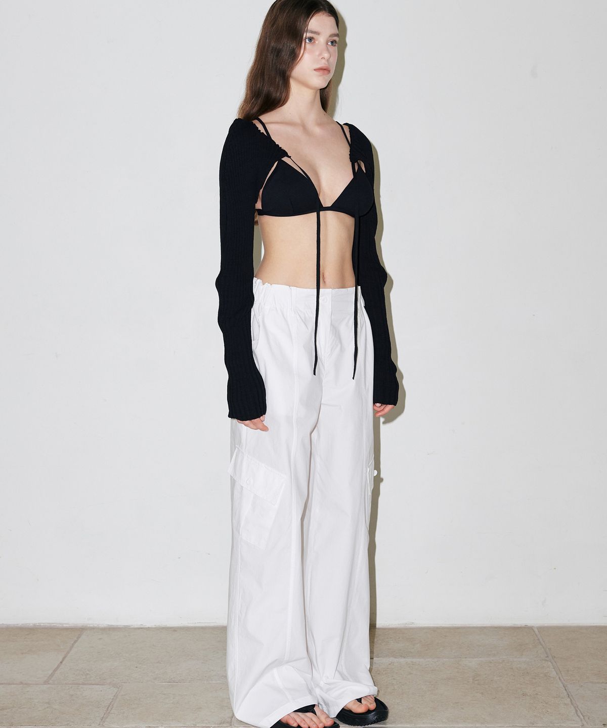 슬로우가먼츠(SLLOW GARMENTS) SUMMER PUFF BOLERO - BLACK