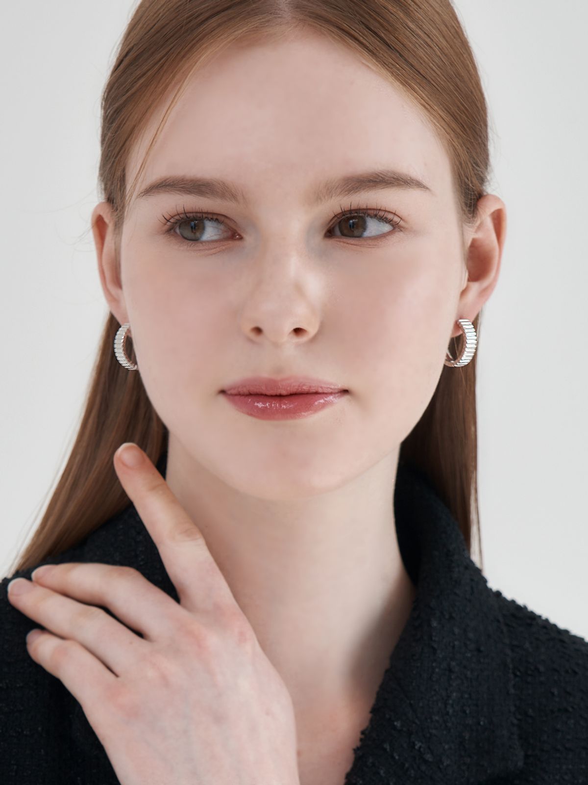가이거주얼리(GEIGERJEWELRY) 볼륨 라인 원터치 링 귀걸이 GISVEE154 (실버925 PIN)