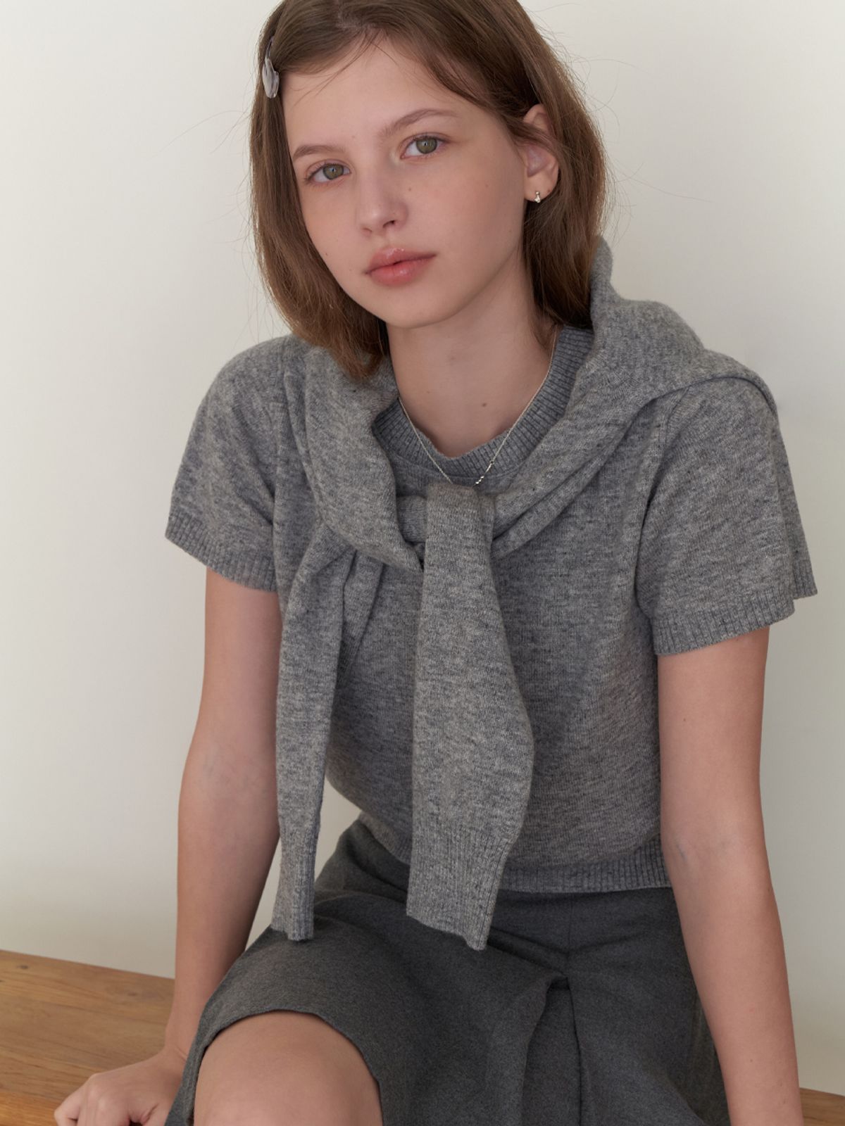 리엘(RE L) Pea half knit (gray)