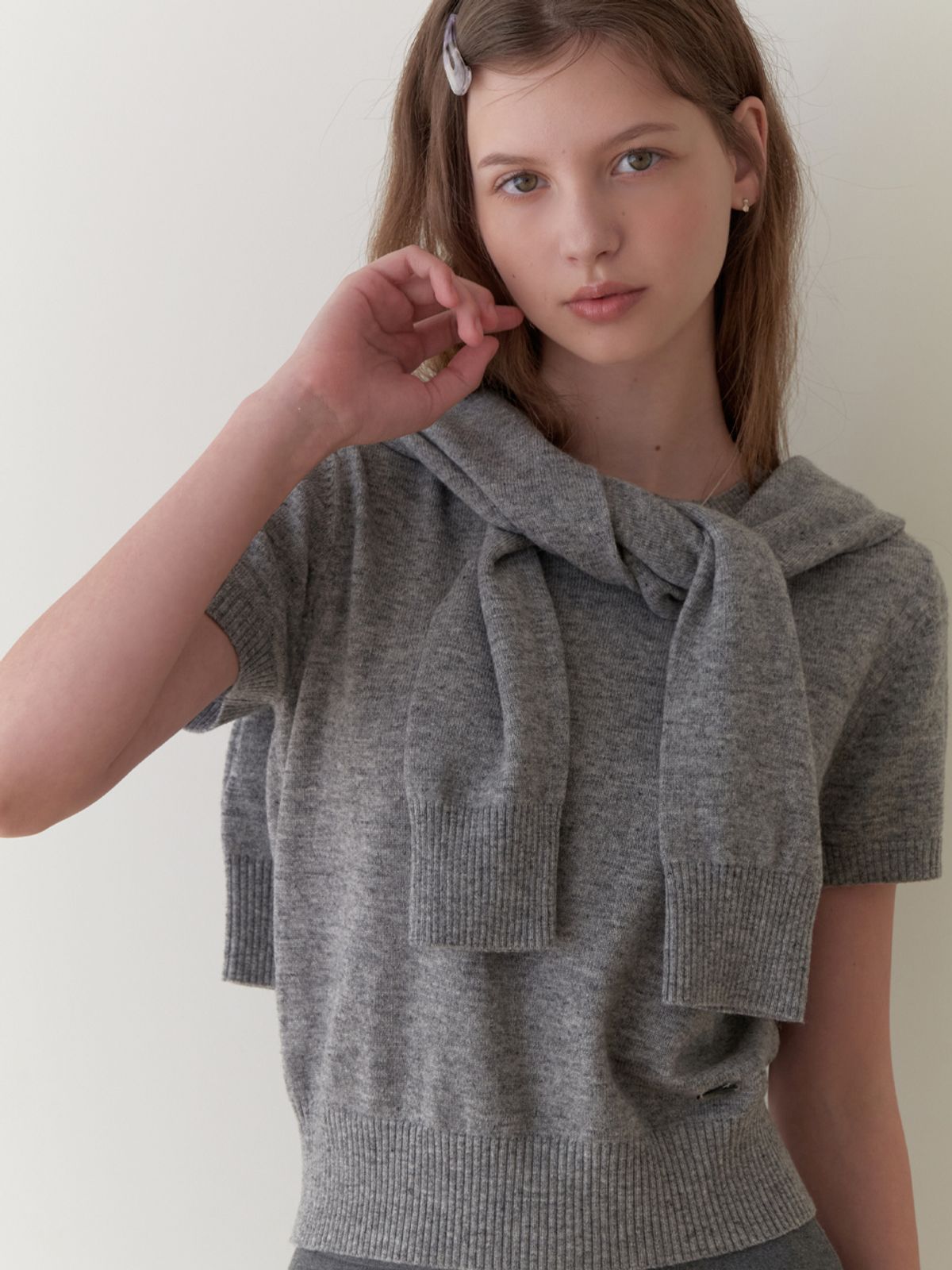 리엘(RE L) Pea half knit (gray)