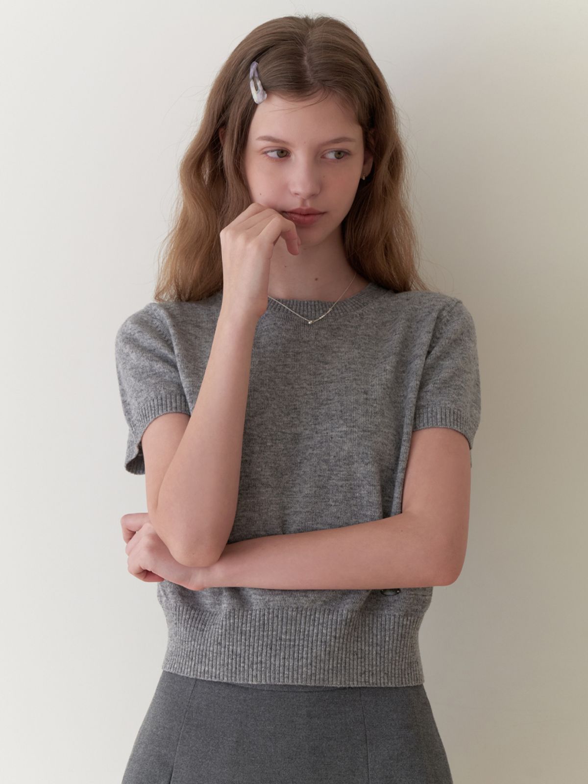 리엘(RE L) Pea half knit (gray)