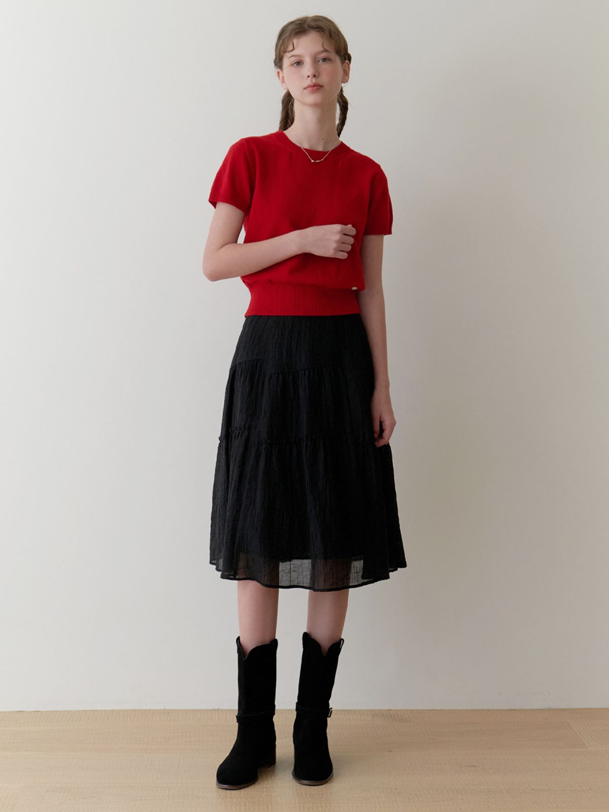 리엘(RE L) Pea half knit (red)
