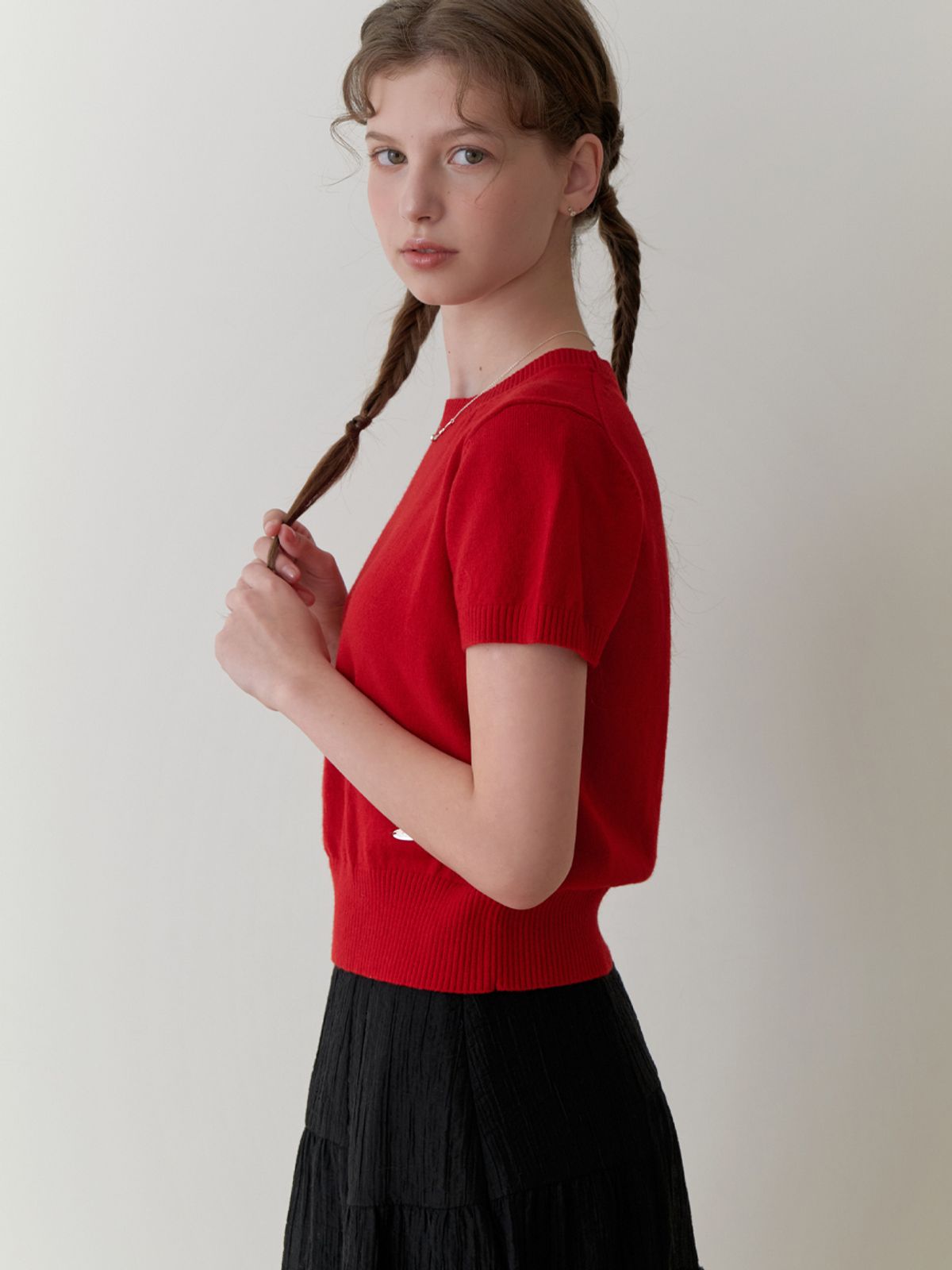 리엘(RE L) Pea half knit (red)