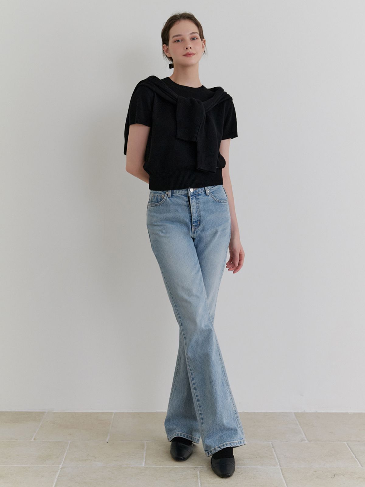 리엘(RE L) Pea half knit (black)